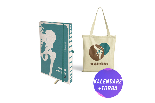Pakiet: Kalendarz fizjoterapeuty 2026 + Kubek ceramiczny + Torba jutowa #FizjoRobiRobotę